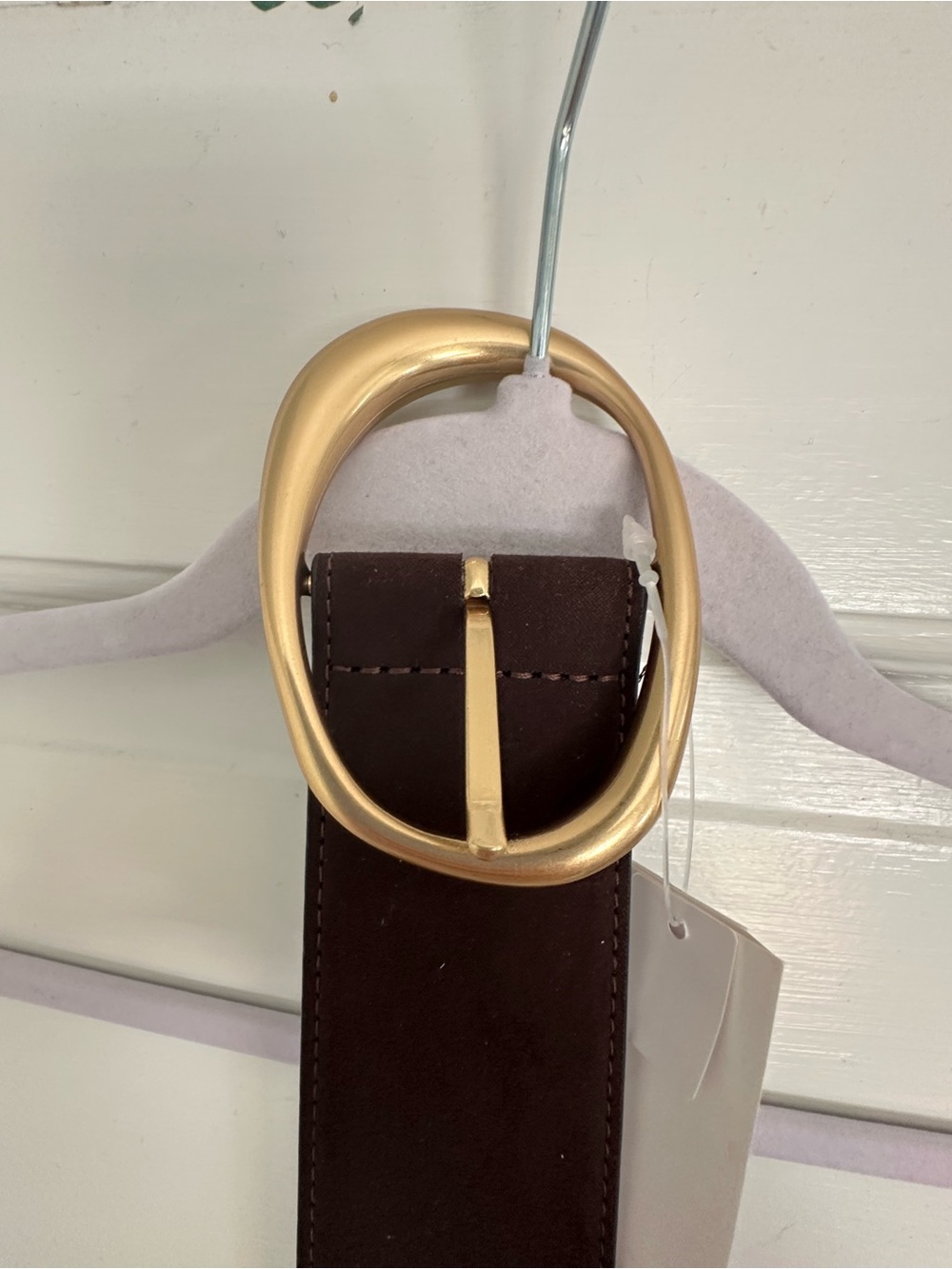 Banana Republic Dark Brown Belt with Gold Oval Buckle
